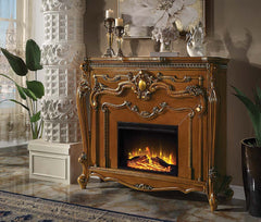 Add a focal piece into any room with the ornate Picardy fireplace in a honey oak finish. The elaborate details of the mantel include winding carvings, medallion, and carved trim on top. The overall look is impressively beautiful and creates a timeless cen