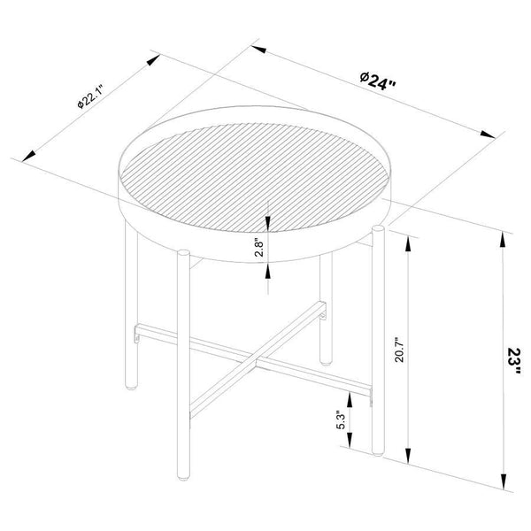 Ozella - Round End Side Table With Recessed Top Sandy - Black