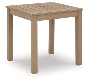 This end table is a beautiful addition to any outdoor living space. Effortless in its simplicity, this piece echoes your easygoing sensibilities. Combining durable, cutting-edge engineered materials, its Weatherwood construction in a blond wood color enha