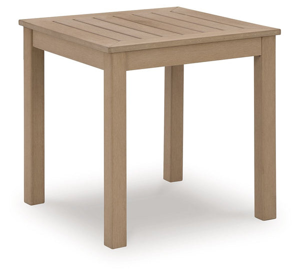 This end table is a beautiful addition to any outdoor living space. Effortless in its simplicity, this piece echoes your easygoing sensibilities. Combining durable, cutting-edge engineered materials, its Weatherwood construction in a blond wood color enha