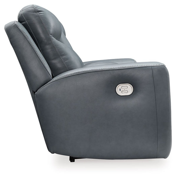 Mindanao - Steel - Power Reclining Loveseat with Console /Adj Hdrst