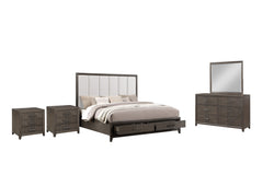 The Landon 5-Piece Wood Platform Bedroom Set combines durability, style, and functionality, making it an excellent choice for any modern bedroom. This set is crafted from solid Pine, high-quality engineered woods, and genuine Mindi wood veneers, ensuring 