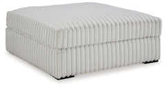 Donâ€™t want to sacrifice standout style for a cozy seating companion? This oversized accent ottoman pairs bold character with kick-back comfort. Its retro-cool jumbo cord over a feather-blend cushion creates a luxuriously soft lounging experience. With t