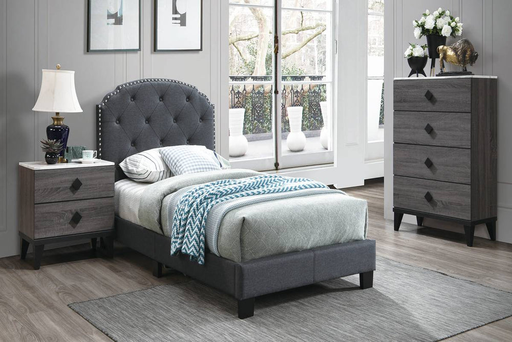 TWIN BED/CHARCOLE BURPLAP