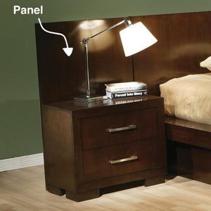 The Jessica collection includes this pair of nightstand back panels. They-'re built to add support to the nightstands of this same collection. These panels are designed to be practical and chic. Finished in rich, warm cappuccino. Quite suitable for any co