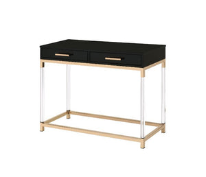 Match your seating ensemble with this Adiel Console Table that lend a modern flair to your living room. The beautiful metal frame in gold finish adds a touch of glam to this contemporary piece, with clear acrylic legs that elegantly frame the design. The 