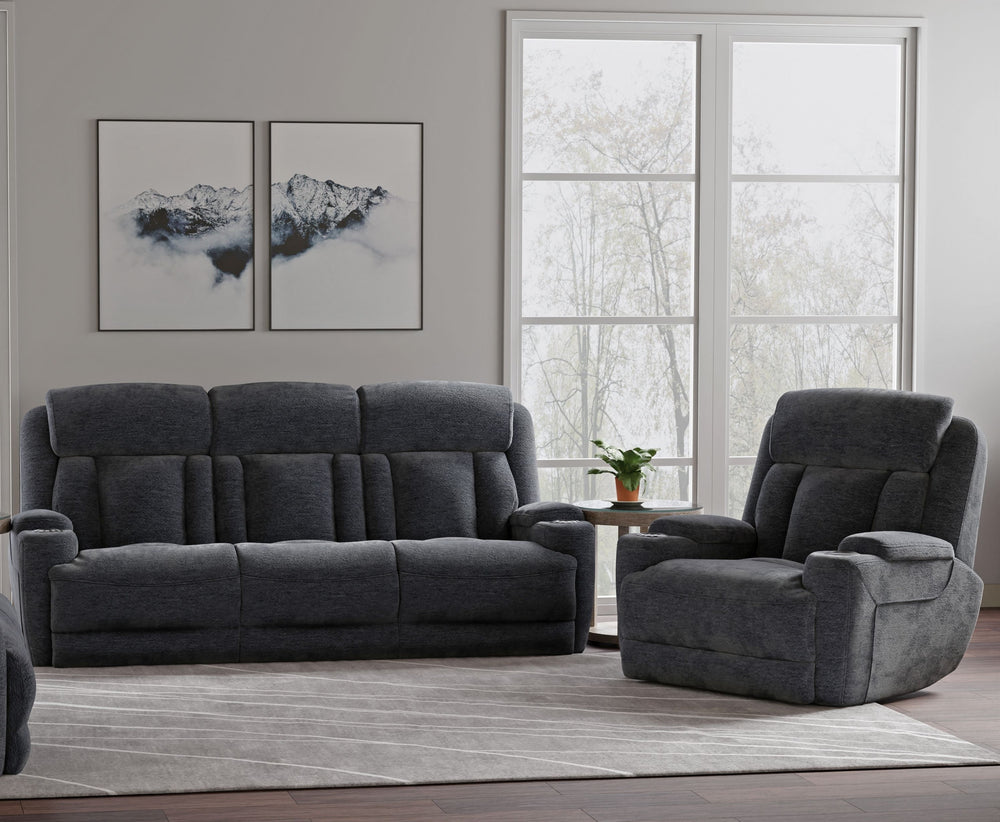 Comfort meets innovation in this inspired Power Sofa, Loveseat & Recliner. The perfect choice for creating a relaxing environment, this stylish model features a smooth motorized reclining motion at just the touch of a button. Integrated beverage holders i