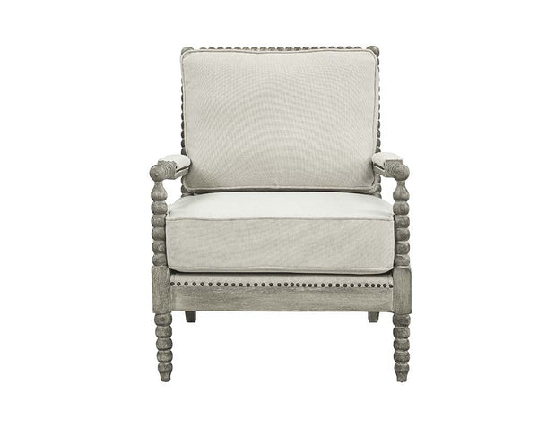 Saraid - Accent Chair - Beige Linen & Gray Oak Finish