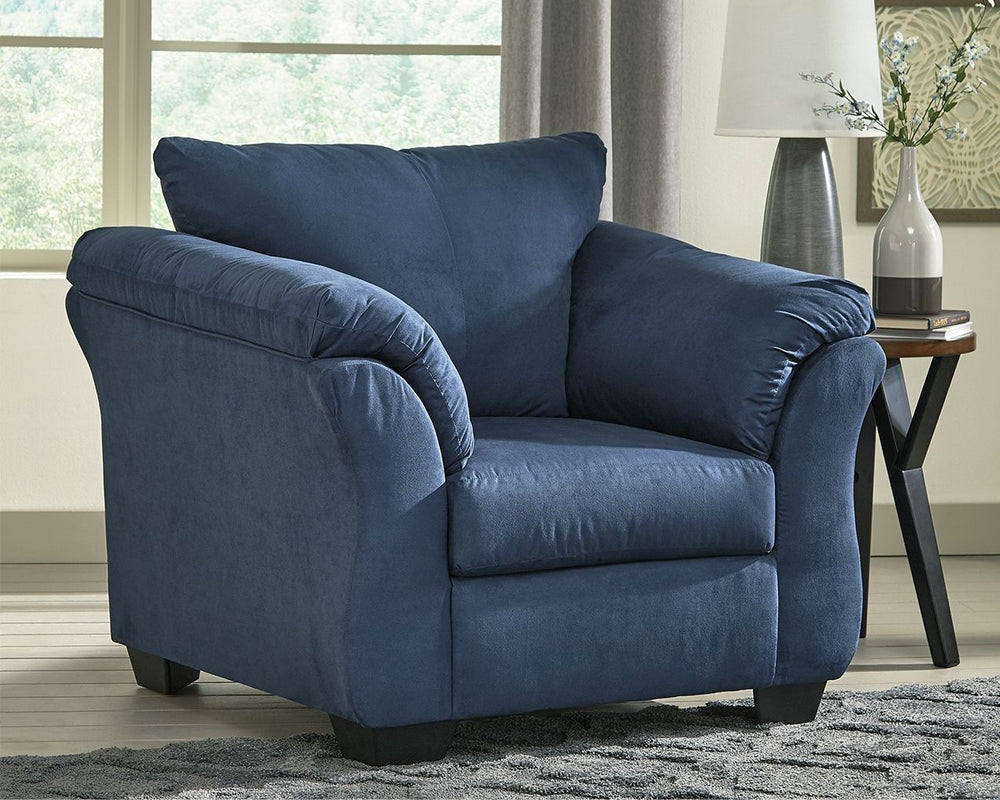 Talk about fine lines and great curves. Thatâ€™s the beauty of this standout chairâ€”made to suit your appreciation for simplicity and love of contemporary style. A striking flared frame, comfy pillow top armrests and an ultra-soft upholstery that holds u