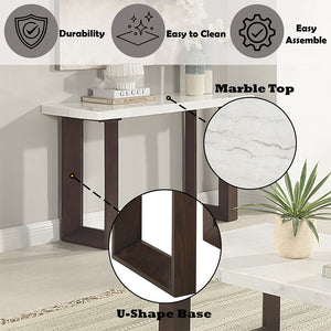 Edwyn - Sofa Table With Marble Top - White