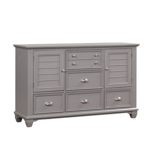 The Jamestown Wood Dresser in Gray is a beautifully crafted piece that combines durability, style, and functionality, making it a perfect addition to any bedroom. This dresser is expertly constructed from solid Acacia, premium manufactured woods, and auth