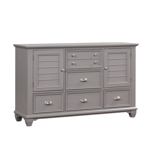 The Jamestown Wood Dresser in Gray is a beautifully crafted piece that combines durability, style, and functionality, making it a perfect addition to any bedroom. This dresser is expertly constructed from solid Acacia, premium manufactured woods, and auth