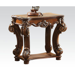 KD, Rectangular Table w/Scrolled Leg and Bottom Shelf â€¢ Top Apron: Scrolled Decor Trim<br/><br/><b>Product Features</b><ul><li>Case: 1Pc/1Ctn</li><li>Finish: Cherry</li><li>Style: Vintage</li><li>Materials: Wood, Poly Resin, Veneer (Wood)</li></ul><br/>