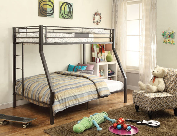 The Limbra contemporary bunk bed collection is an ideal choice for any youth bedroom. Featuring sturdy metal construction in Brown finish, metal slat system included, reversible side ladder, and full-length guardrails that will keep your child safe.<br/><