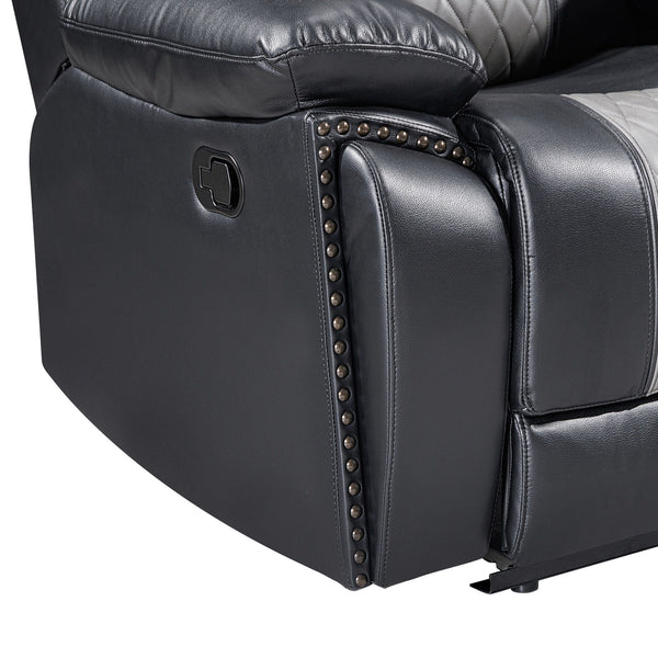 Nikko - Console Loveseat With Dual Recliners - Black / Gray