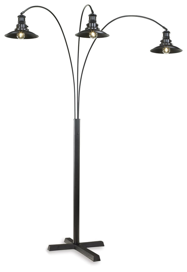  this striking three-arm metal arc floor lamp lets there be lightâ€”exactly as you see fit.<br><br><b>Additional Dimensions</b><br><ul><li>Shade: 0-"</li><li>Cord length: 