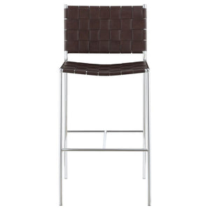 Adelaide - Upholstered Pub Height Bar Stool - Brown And Chrome