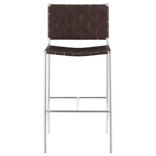 Adelaide - Upholstered Pub Height Bar Stool - Brown And Chrome