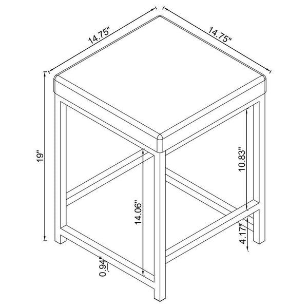 Afshan - Upholstered Square Padded Vanity Stool - Chrome