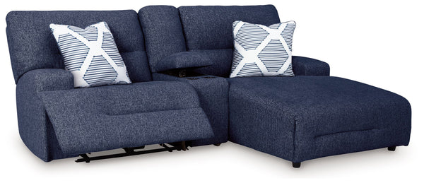 Acklen Place - Navy - 3-Piece Power Reclining Sectional Sofa With Raf Chaise