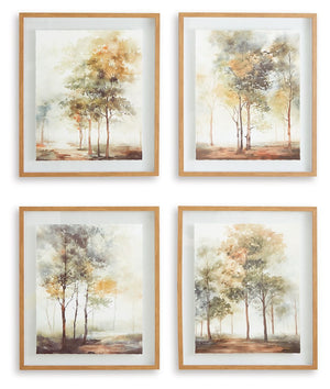 Embrace a new style with this wall art set. Featuring splendid renditions of countryside trees, these framed prints on glass add a touch of nature-'s beauty to your design scheme.<br/><br/><b>Product Features</b><ul><li>Set of 4</li><li>Framed print on gl