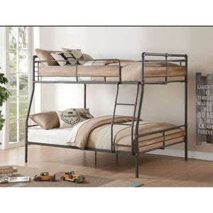 The Brantley II collection features full over queen bunk bed with metal tube frames. Easy access guard rails make kids easy to climb up and down. Wood design rails are not only decoration for the whole bed but also create more safety for your kids.<br/><b