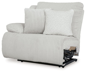 This left-arm facing recliner is made with polyester upholstery. Pairs with other items in the series to make a sectional.<br><br><b>Additional Dimensions</b><br><ul><li>Arm height: 26-"</li><li>Seat depth: 23-"</li><li>Seat height: 20-"</li><li>Fully rec