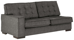This left-arm facing sofa is made with polyester velvet upholstery. Pairs with other items in the series to make a sectional.<br><br><b>Additional Dimensions</b><br><ul><li>Arm height: 25-"</li><li>Leg height: 1-"</li><li>Minimum width of doorway for deli