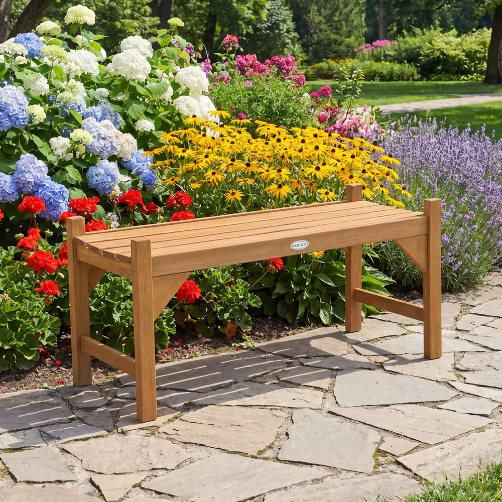 Made of solid hardwood finished with teak oil<br>Provides high strength  a long service life  and natural beauty<br>Breathable slatted surface and ergonomic contoured design for great comfort<br>Features triangle blocks to add extra corner support<br>Desi