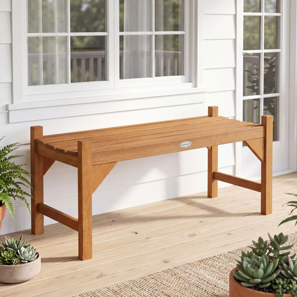 Made of solid hardwood finished with teak oil<br>Provides high strength  a long service life  and natural beauty<br>Breathable slatted surface and ergonomic contoured design for great comfort<br>Features triangle blocks to add extra corner support<br>Desi