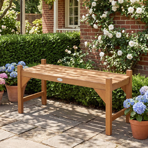 Made of solid hardwood finished with teak oil<br>Provides high strength  a long service life  and natural beauty<br>Breathable slatted surface and ergonomic contoured design for great comfort<br>Features triangle blocks to add extra corner support<br>Desi