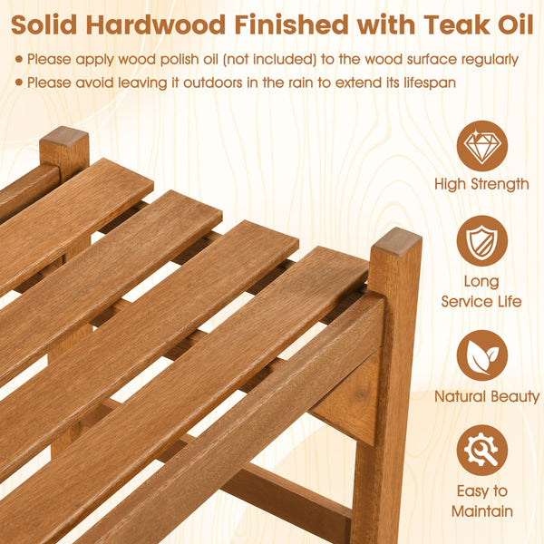 Made of solid hardwood finished with teak oil<br>Provides high strength  a long service life  and natural beauty<br>Breathable slatted surface and ergonomic contoured design for great comfort<br>Features triangle blocks to add extra corner support<br>Desi
