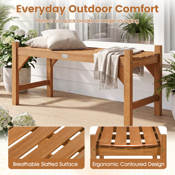 Made of solid hardwood finished with teak oil<br>Provides high strength  a long service life  and natural beauty<br>Breathable slatted surface and ergonomic contoured design for great comfort<br>Features triangle blocks to add extra corner support<br>Desi