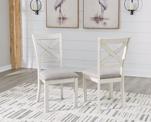 classic country X-back and light gray upholstery with nailhead trim