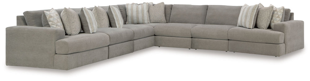 The casual, low-slung shape of this sectional makes it fully lounge-ready. Its deep seating invites you to sink right in, with bold beveled block arms that are softened by bullnose â€œwaterfallâ€ cushions. Best of all, the modular design lets you stage t