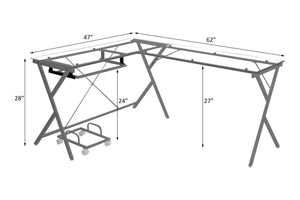 Dazenus - Desk - Clear Glass & Silver Finish - 28"