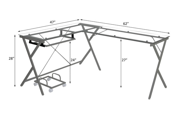 Dazenus - Desk - Clear Glass & Silver Finish - 28"