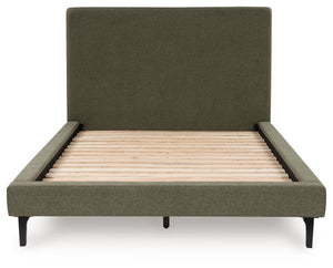  retooled for todayâ€™s trends. This full upholstered bed puts an elevated twist on mod aesthetics. Its chic sage green hue reflects the mid-century vibes you love