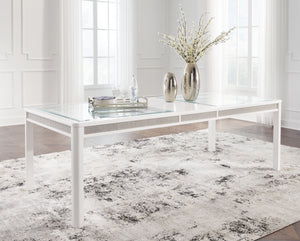  this extension table is a sparkling addition to your dining area. A bright white lacquer finish
