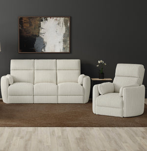 Perfect for relaxing at the end of a long day, this Power Sofa, Loveseat, and Glider-Recliner set features smooth power reclining for ultimate comfort.<br/><br/><b>Product Features</b><ul><li>Frame and wrapped in 100% polyester fabric</li><li>Curved arms<