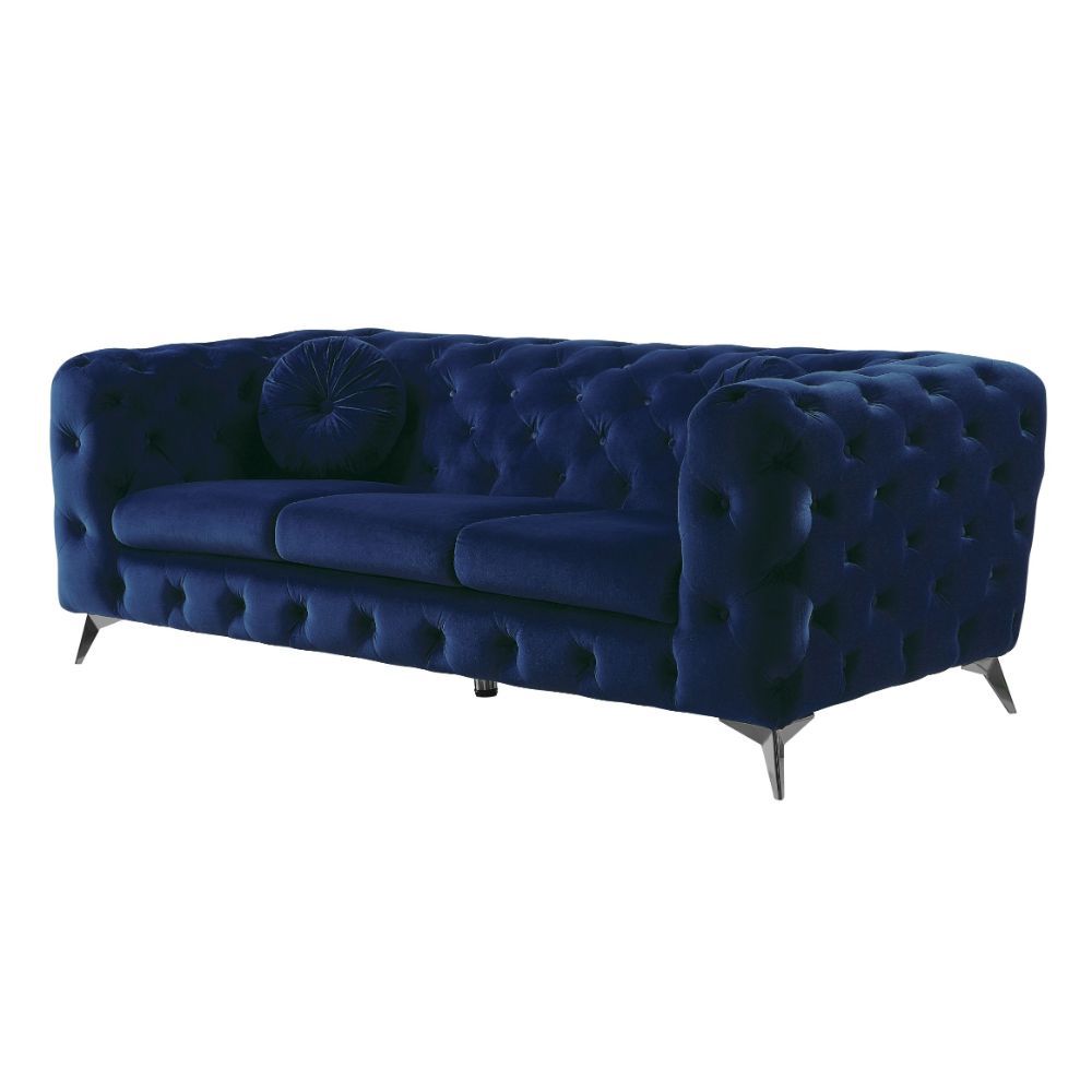 Elegant and eye catching, the stunning Atronia living room set is the perfect addition to any space. Modern tufted design with bright color cover, strength and beauty are guaranteed with sturdy wood frame and chrome legs. This group is bound to be the con