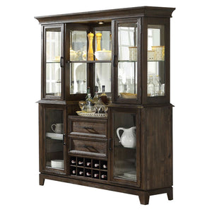 Update your space with the stylish Jameson dining room collection. This formal group combines the look of rich espresso with the understated styling of traditional design. Brown undertones play to the look of the rectangular dining table with removable le