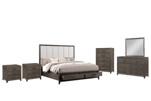 The Landon 6-Piece Wood Platform Bedroom Set is a perfect blend of durability, style, and functionality, ideal for creating a modern and organized bedroom. Crafted from solid Pine, high-quality engineered woods, and genuine Mindi wood veneers, this set is