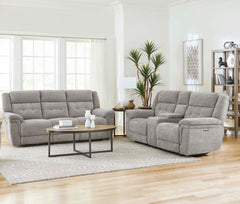 With its clean lines and transitional styling, the Richland Power Sofa, Loveseat & Recliner delivers a chic look and unbeatable functionality. The Richland Sofa features power headrests, smooth power reclining, USB/USB-C charging in the easy-to-use switch