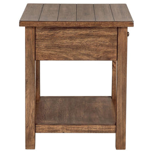 Payne - 1-Drawer Wood End Table With Shelf - Distressed Brown