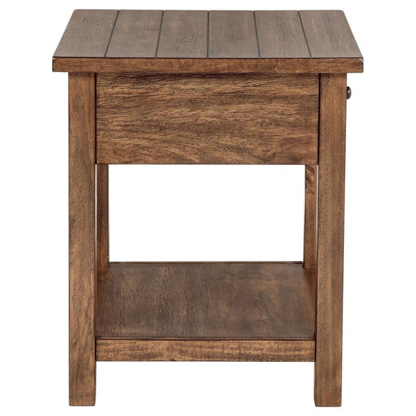 Payne - 1-Drawer Wood End Table With Shelf - Distressed Brown