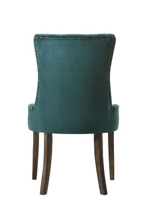 Farren - Side Chair (Set of 2) - Green Velvet & Espresso Finish