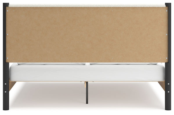 Cadmori - Black / White - King Upholstered Panel Bed