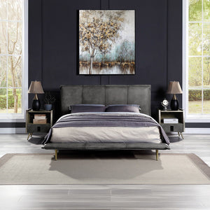 Metis - Queen Bed - Gray Top Grain Leather