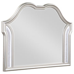 Create an instantaneous vanity setup with this elegant, glam, framed mirror. A double arched design crowns the top, offering curvaceous sweeping lines. The silver oak finished molded frame offers an eye-catching dimension that lends a stately presence whe
